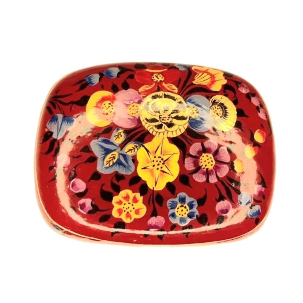 Kashmiri Papier Paper Mache Trinket or Prayer Box Floral